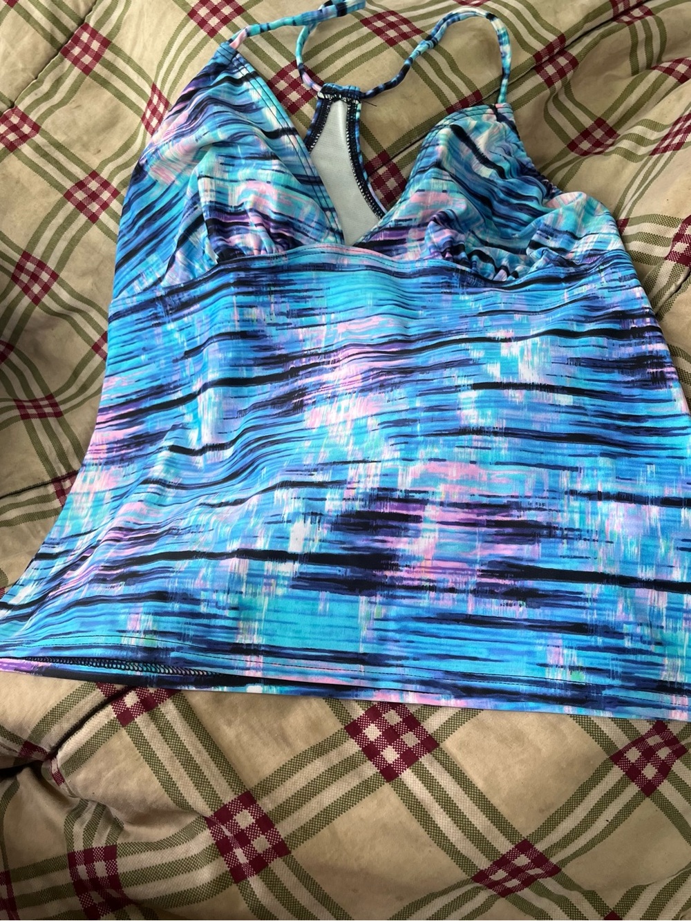Reebok Blue Striped Abstract Print Camisole